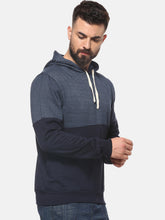 Load image into Gallery viewer, Men Navy Blue Solid Hooded Sweatshirt T5
