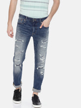 Load image into Gallery viewer, Men Blue Slim Fit Mid-Rise Highly Distressed Stretchable Jeans RE33