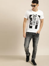 Load image into Gallery viewer, Men White Printed Round Neck T-shirt DF4