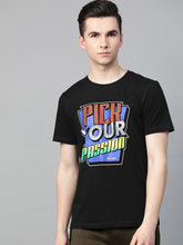 Load image into Gallery viewer, Men Black &amp; Blue Printed Lifestyle Bio-Wash T-shirt Z1