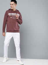 Load image into Gallery viewer, Men Mauve Printed Hooded Sweatshirt Z2