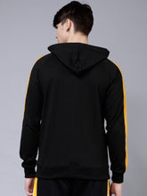 Load image into Gallery viewer, Men Black &amp; Yellow Solid Hooded Sweatshirt C4