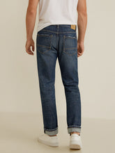 Load image into Gallery viewer, Men Navy Blue Straight Fit Mid-Rise Low Distress Jeans FF4