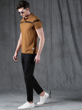 Load image into Gallery viewer, Men Rust Brown Slim Fit Solid Polo Collar T-shirt