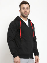 Load image into Gallery viewer, Men Black Solid Hooded Sweatshirt X4