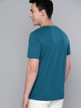 Load image into Gallery viewer, Men Teal Blue &amp; White Printed Round Neck T-shirt M8