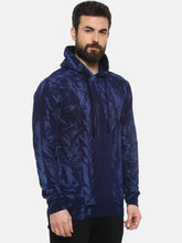 Load image into Gallery viewer, Men Blue Printed Hooded Sweatshirt DP90