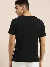 Load image into Gallery viewer, Men Black &amp; White Printed Round Neck T-shirt SS1