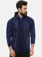Load image into Gallery viewer, Men Blue Printed Hooded Sweatshirt DP90