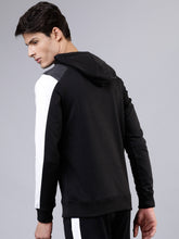 Load image into Gallery viewer, Men Black &amp; White Solid Hooded Sweatshirt AA